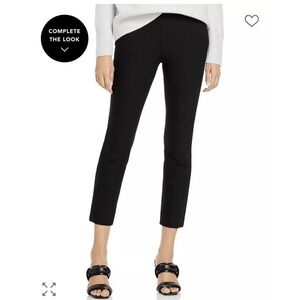 VINCE Bobbi HighRise Stitch Seam Pointed Leggings Black L Ankle Slit $328 Retail